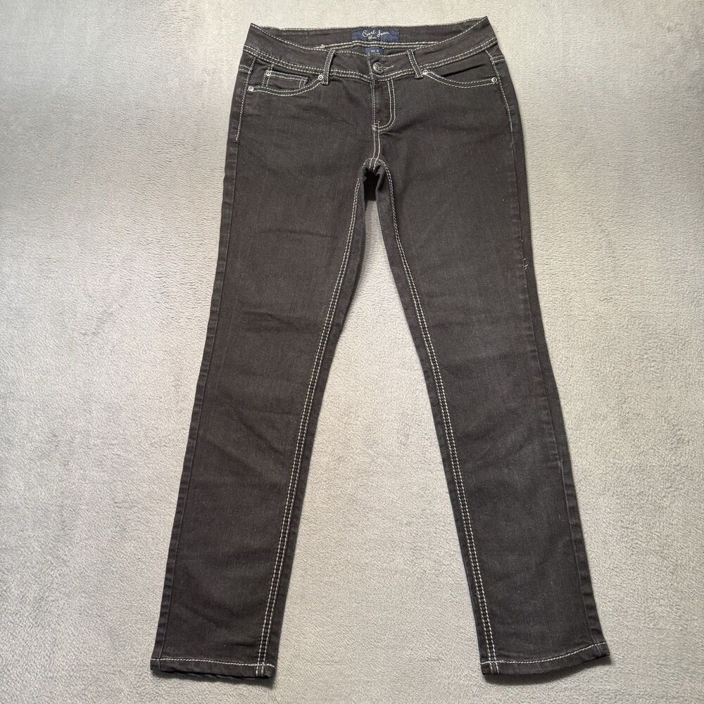 Earl Jean Blue Womens 9 Straight Leg Jeans Black Low Rise Flap Pockets Y2K EUC